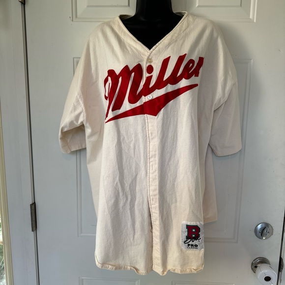 Other - 2XL B Boa Sportswear Cream with Red Miller Brewing Button Down Jersey VTG